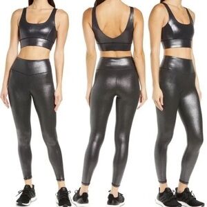 IVL Collective Foil Active Anthracite Black Metallic Sports Bra Leggings Set 4 6